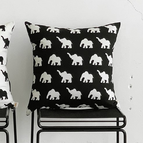 쉐어룸 Elephant oxford 쿠션커버, 블랙