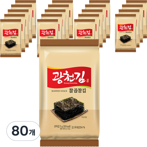 광천김 참 곱창 도시락김, 80개, 5g