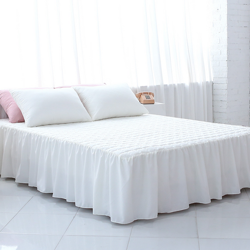 포근한 꿈결을 선사하는 코지 스커트 침대 매트리스 커버: 아이보리빛 안식처 침대프레임커버