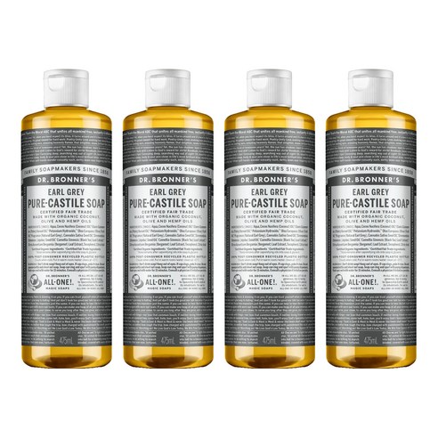 닥터브로너스 얼그레이 퓨어 캐스틸 솝 바디워시 베르가못홍차향, 475ml, 4개