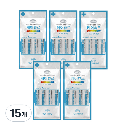 데이스포 강아지 츄르, 소고기 + 소간 혼합맛, 60g, 15개