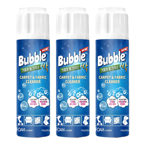 버블싹 패브릭 소파 폼 클리너, 500ml, 3개