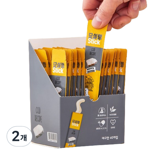 페슬러 고양이 묘설렘 스틱 간식 40p, 대구, 400g, 2개