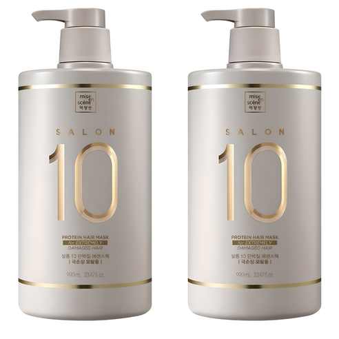 미쟝센 살롱10 단백질 대용량 에센스 헤어팩 극손상 모발용, 990ml, 2개