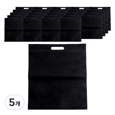 부직포 손잡이봉투 쇼핑백 25 x 30 cm 25p, 블랙, 5개