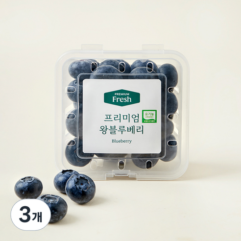 프리미엄 유기농 왕블루베리, 100g, 3개