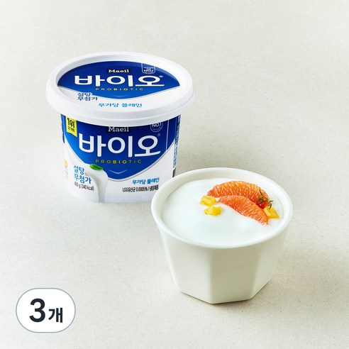 매일바이오 무가당 플레인, 450g, 3개