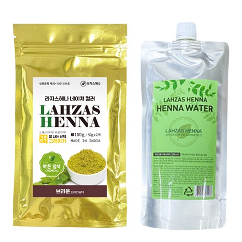 라자스헤나 뉴프리미엄 염색전문가용 헤나 파우더100g + 헤나 믹싱워터 300ml, 브라운, 1개