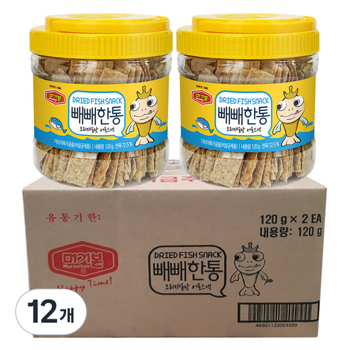 머거본 빼빼한통 오리지널맛 어포스낵, 120g, 12개