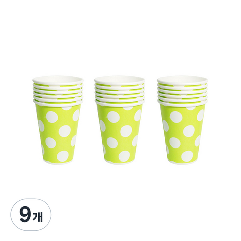 파티피아 도트무늬 라임 종이컵, 6개입, 9개