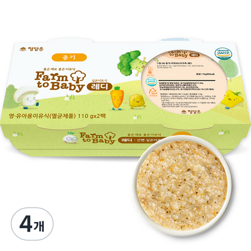 팜투베이비 레디 실온이유식 중기, 미역채소두부죽, 110g, 4개