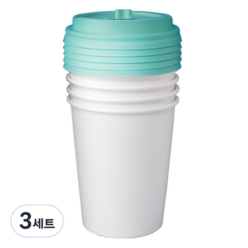 블룸엣홈 카페 무지 종이컵 300ml x 25p + 뚜껑 민트 25p 세트, 3세트