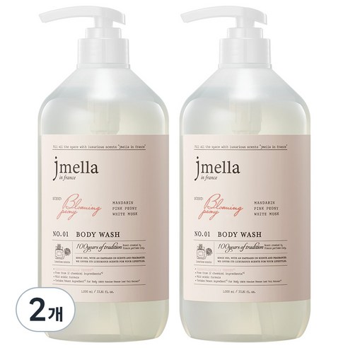 제이멜라 인 프랑스 블루밍 피오니 바디 워시, 1000ml, 4개