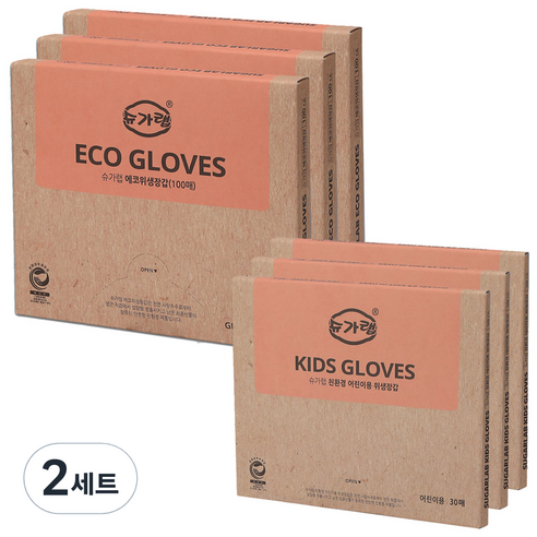 슈가랩 위생장갑 일반용 100p x 3개 + 어린이용 30p x 3개, 2세트