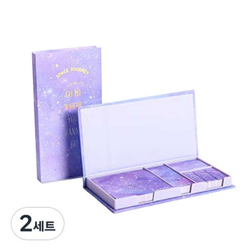 접착메모지 케이스 세트, 별이빛나는하늘가고싶은곳, 1개입, 2세트