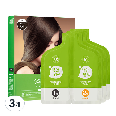 TS 더착한 염색 파우치형 120g, 7호 연한갈색, 3개