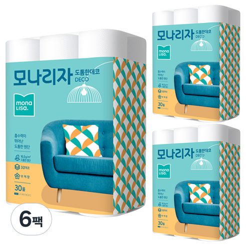 모나리자 도톰한데코 화장지 30m, 6팩, 30롤