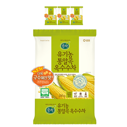 순작 유기농 통알곡 옥수수차, 500g, 4개
