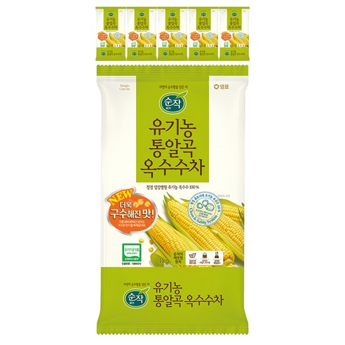 순작 유기농 통알곡 옥수수차, 1kg, 6개