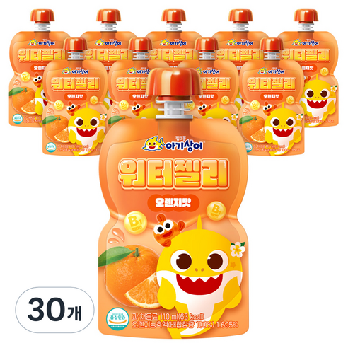아텍스 핑크퐁 아기상어 워터젤리, 30개, 오렌지맛, 110ml