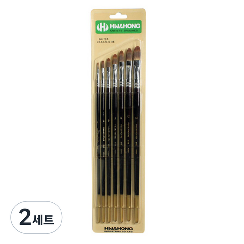 화홍산업 848 유화 아크릴 겸용붓 세트 7종, 2호, 4호, 6호, 8호, 10호, 12호, 14호, 2세트
