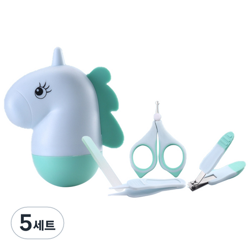 라이프투비 유아용 동물 캐릭터 손톱깎이 세트, 유니콘 블루, 5세트