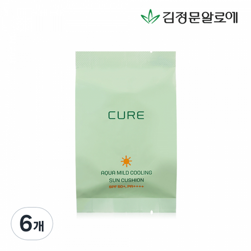 김정문알로에 라 센스 로에 큐어 아쿠아 마일드 쿨링 선쿠션 SPF50+ PA++++ 리필용, 25g, 6개