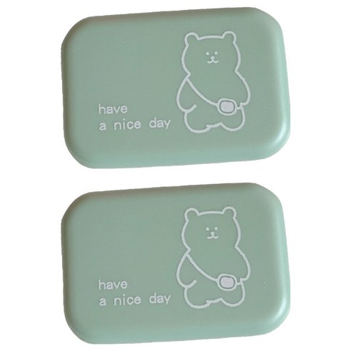 브랜드미 귀여운 곰 렌즈케이스, 그린, 2개