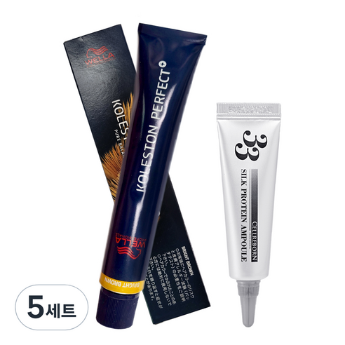 웰라 콜레스톤 퍼펙트 플러스 염모제 80g + 셀리본 33 실크 프로틴 앰플 12ml, 10/37, 5세트