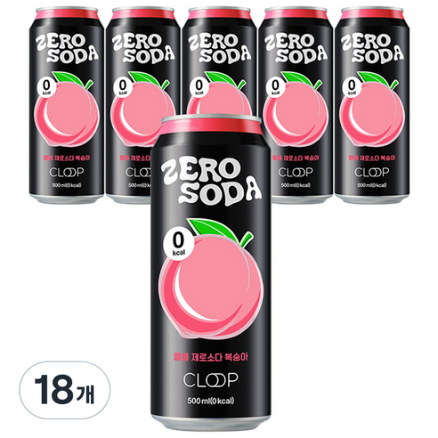 클룹 제로소다 탄산음료 복숭아, 18개, 500ml