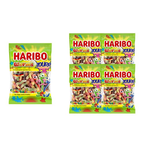 하리보 웜즈사우어 젤리, 200g, 5개