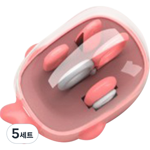 블루마켓 유아용 고래케이스 손톱깎이 세트, 핑크, 5세트