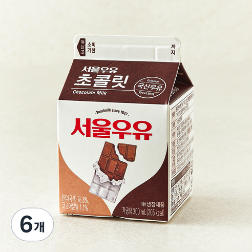 서울우유 초콜릿 우유, 300ml, 6개