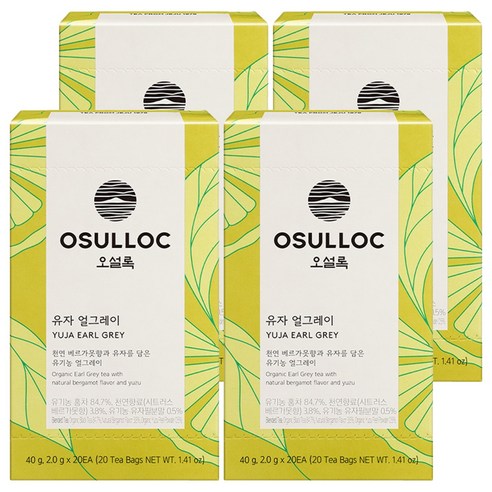 오설록 유자 얼그레이 홍차 티백, 4개, 20개입
