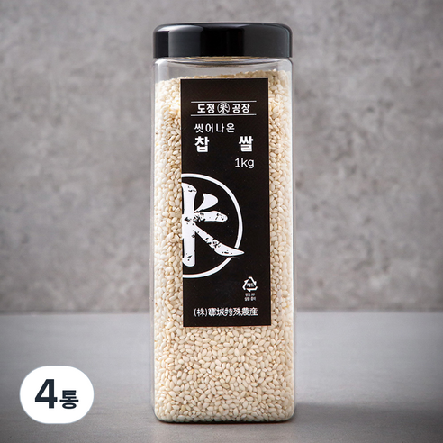 도정공장 씻어나온 찹쌀, 1kg, 4통