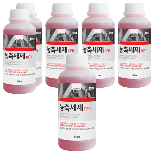 세제몰 업소용 식기세척기 전용 농축세제 RED, 1L, 6개