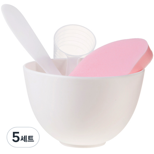 비타할로 모델링 팩 도구 4종 세트(팩볼 + 계량컵 + 스파츌라 대 + 해면), 혼합색상, 5세트