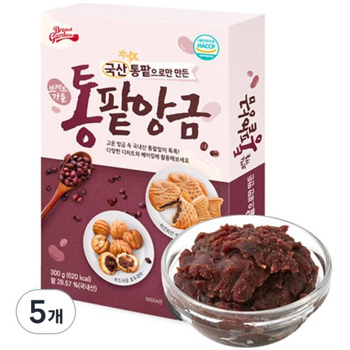 브레드가든 프리미엄 통팥 앙금, 300g, 5개