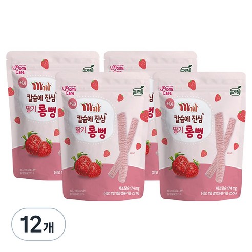까까 프로엠 칼슘에 진심 딸기 롱뻥 과자, 딸기맛, 30g, 12개