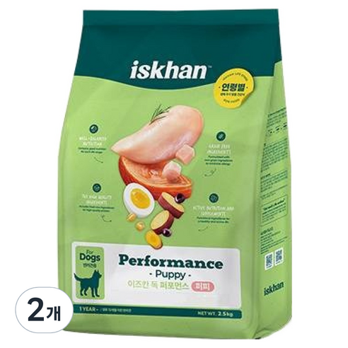 이즈칸 퍼피 강아지 퍼포먼스 건식사료, 닭, 2.5kg, 2개
