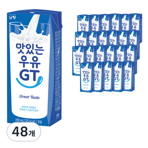 남양 맛있는 우유 GT, 200ml, 48개