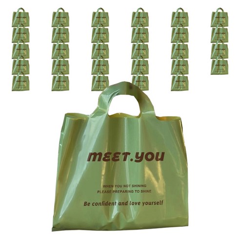 마켓감성 디자인레터링 의류 손잡이백, 올리브그린, 50개