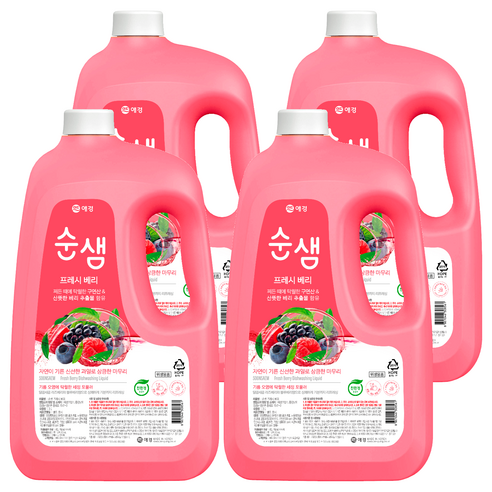 순샘 베리 주방세제 용기, 4개, 3L