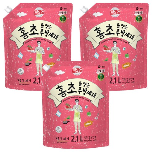트리오 홍초를 담은 주방세제, 2.1L, 3개