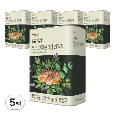코멧 3겹 브라운 에코 화장지 30m, 30롤, 5팩