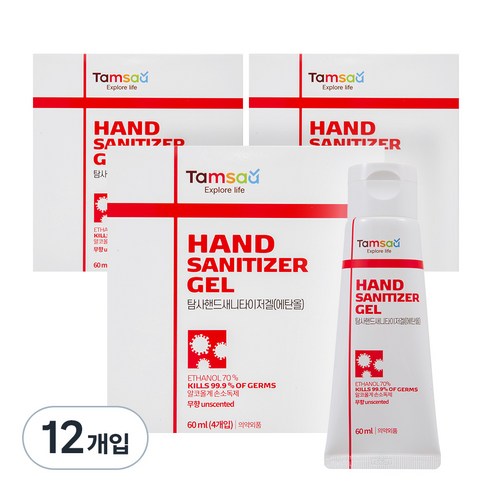 탐사 핸드 새니타이저 겔, 60ml, 12개입