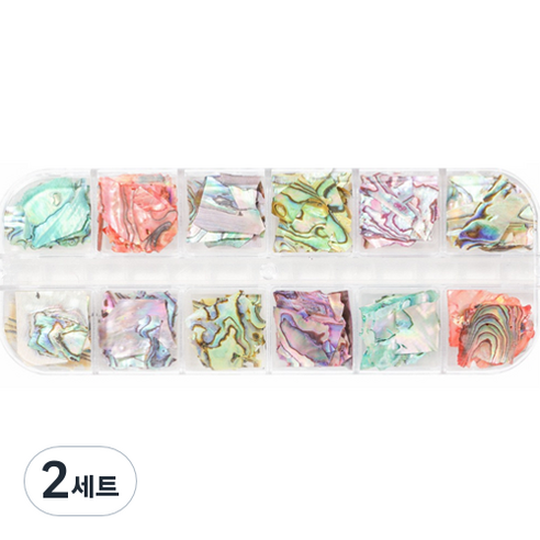 해피제이 네일 아트 자개 조개 조각 글리터 12종 세트, 2세트, 혼합색상