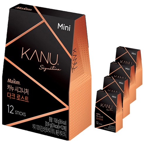 맥심 카누 시그니처 다크 로스트 미니 원두커피믹스, 0.9g, 12개입, 5개