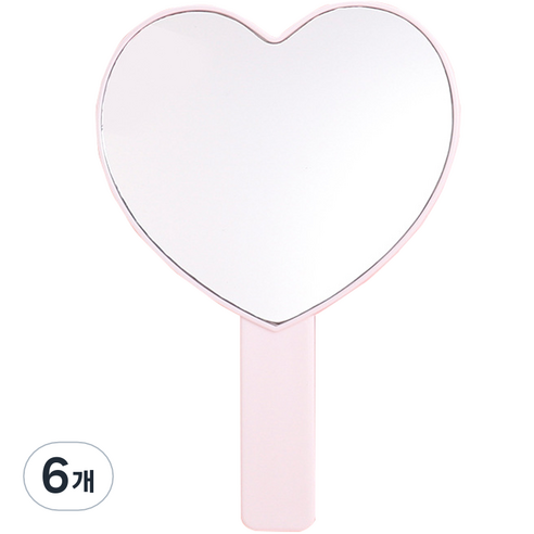 더블제이 모던 파스텔 하트 손거울, 아이보리, 6개