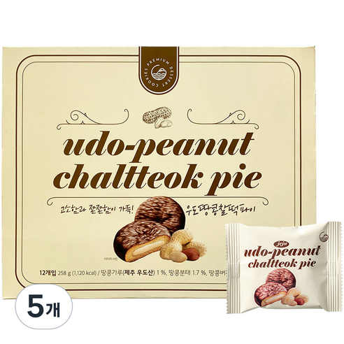 우도땅콩 초코 찰떡파이 12p, 258g, 5개